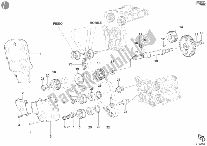 All parts for the Timing Belt of the Ducati Superbike 998 S Bayliss 2002